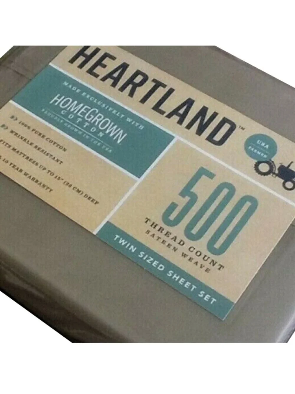 brand new KHAKI Heartland 500 TC Wrinkle Resistant 100% Cotton TWIN Sheet Set